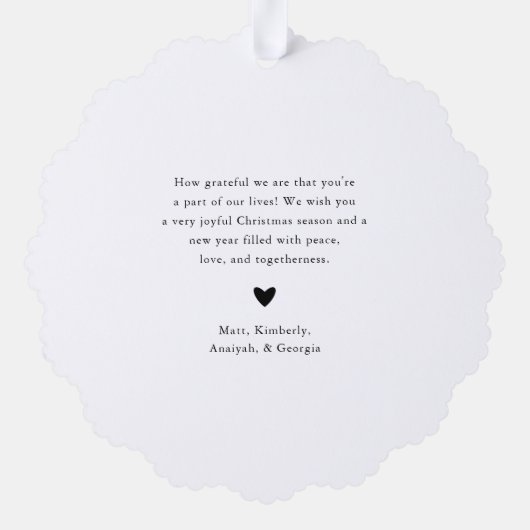 単にメリーエレガントクリスマスの写真 |白 オーナメントカード (裏面)