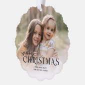 単にメリーエレガントクリスマスの写真 |黒 オーナメントカード (左)