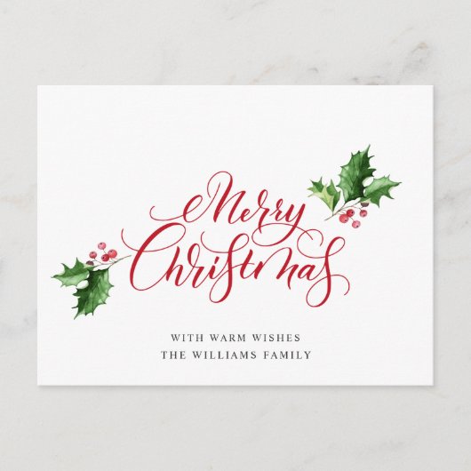 単にメリーエレガントクリスマスグリーティングホリデー ポストカード (正面)
