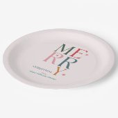 単にメリーカラフルクリスマスピンク ペーパープレート (アングル)