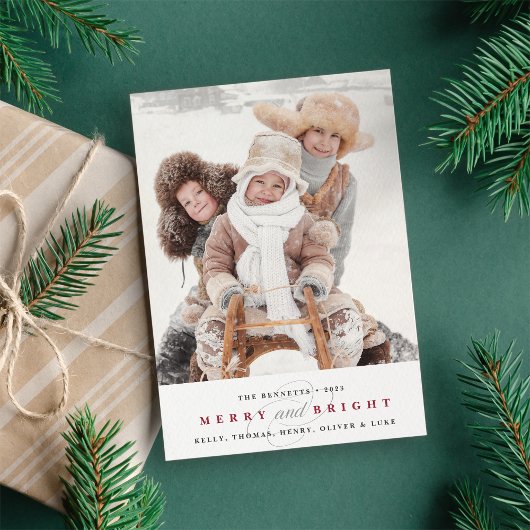 単にメリー休日の写真カード | Cranberry シーズンカード