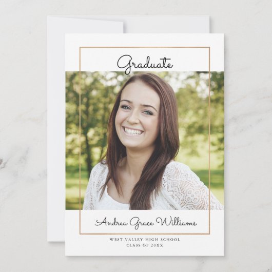 単にモダンな卒業の発表 案内状 (正面)