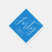 単にモダンスクリプト青40歳の誕生日パーティー スタンダードカクテルナプキン (角)