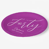 単にモダンスクリプトDark Pink 40th Birthday ペーパープレート (アングル)