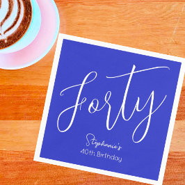 単にモダンスクリプ王室のトブルー40th Birthday スタンダードカクテルナプキン