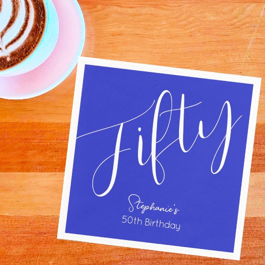 単にモダンスクリプ王室のト青50誕生日 スタンダードカクテルナプキン