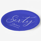 単にモダンスクリプ王室のト青60誕生日 ペーパープレート (アングル)