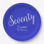 単にモダンスクリプ王室のト青70誕生日 ペーパープレート (正面)