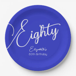 単にモダンスクリプ王室のト青80誕生日 ペーパープレート