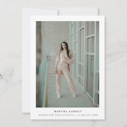 単にモダン卒業フォトカード サンキューカード (正面)