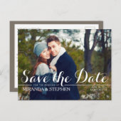 単にモダン結婚式の日付の写真はがきを保存 案内ポストカード (正面/裏面)