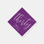 単にモダン脚本の秋の紫30歳の誕生日 スタンダードカクテルナプキン (角)