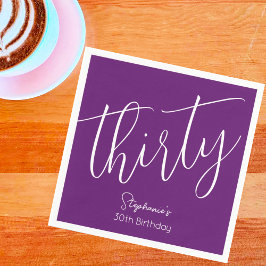 単にモダン脚本の秋の紫30歳の誕生日 スタンダードカクテルナプキン