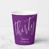単にモダン脚本の秋の紫30歳の誕生日 紙コップ (裏面)