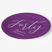 単にモダン脚本の秋の紫40歳の誕生日 ペーパープレート (アングル)