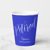 単にモダンBlue Retirement王室のパーティーをスクリプト化 紙コップ (裏面)