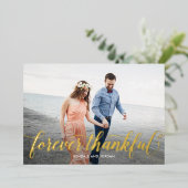 単にロマンチックな実在フォイルフォトサンキューカード 箔招待状 (立ち正面)