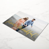 単にロマンチックな実在フォイルフォトサンキューカード 箔招待状 (回転した状態)