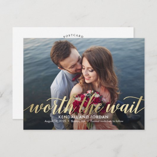 単にロマンチックに待つ価値がある日付を保存 ポストカード (正面/裏面)