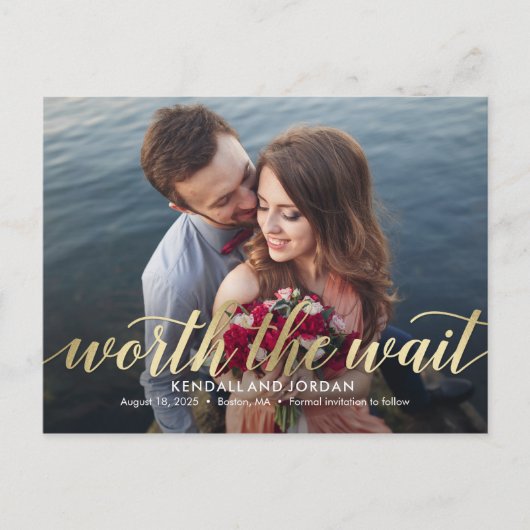 単にロマンチックに待つ価値がある日付を保存 ポストカード (正面)