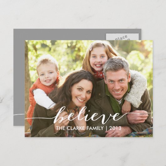 単に信じ休日の写真はがき |グレー シーズンポストカード (正面/裏面)