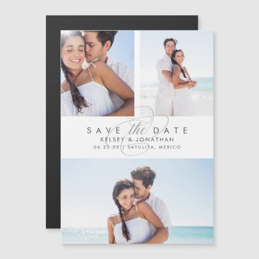 単に写真エレガントコラージュ日付を保存 マグネット招待状 (正面/裏面)