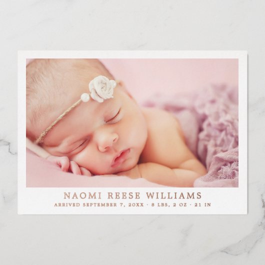 単に写真エレガントコラージュ誕生のお知らせ 箔招待状 (正面)