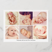 単に写真エレガントコラージュ誕生のお知らせ 箔招待状 (裏面)