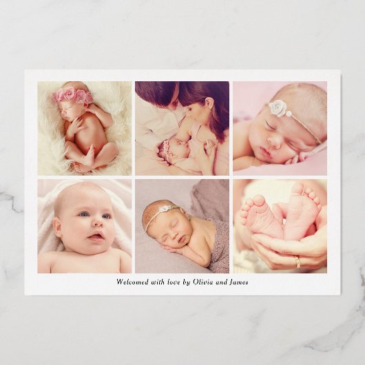 単に写真エレガントコラージュ誕生のお知らせ 箔招待状 (裏面)