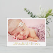 単に写真エレガントコラージュ誕生のお知らせ 箔招待状 (立ち正面)