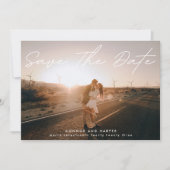 単に写真エレガント文字日付QRコードを保存 案内状 (正面)