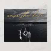 単に写真エレガント金ゴールド白の日付を保存 案内ポストカード (正面)