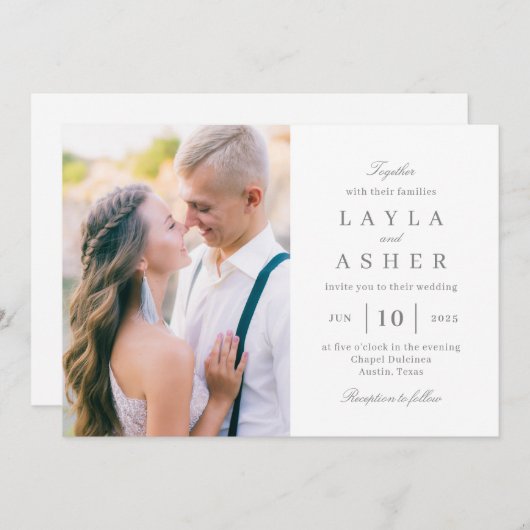 単に写真統一された結婚式招待状SUN 招待状 (正面/裏面)