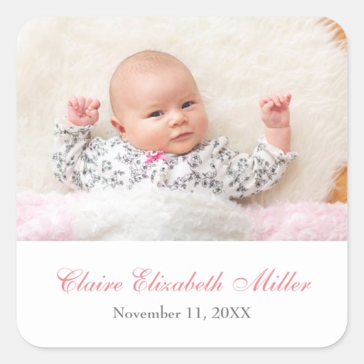 単に写真賛美名の日付 – Squareステッカー スクエアシール (正面)