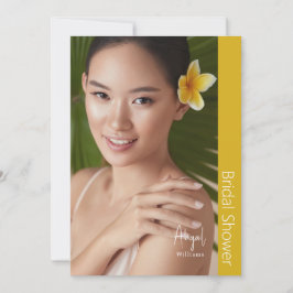 単に彼女のモダン花嫁の写真イエローブライダルシャワー 招待状