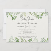 単に彼女の葉のクリームモダンブライダルシャワー 招待状 (正面)