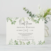 単に彼女の葉のクリームモダンブライダルシャワー 招待状 (スタンド正面)