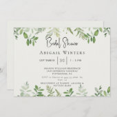 単に彼女の葉のクリームモダンブライダルシャワー 招待状 (正面/裏面)