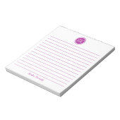 単に暗エレガント色のピンクの線のモノグラム名 ノートパッド (回転)