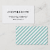 単に最新のファッションのティール（緑がかった色）のストライブ柄の個人的な呼出し 名刺 (正面/裏面)