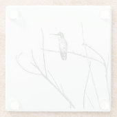 単に棒の上のハミングバード ガラスコースター (裏面)