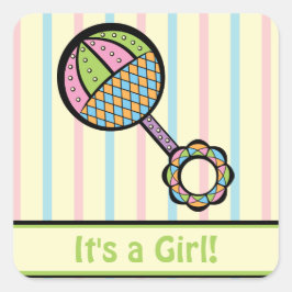 単に甘いガラガラの告知ステッカー スクエアシール