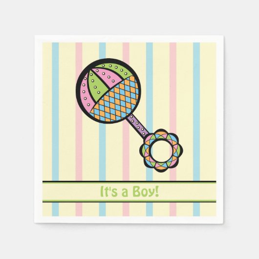 単に甘いガラガラの赤ちゃんシャワーナプキン スタンダードカクテルナプキン (正面)