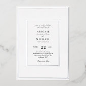 単に神結婚の銀の箔 箔招待状 (正面)