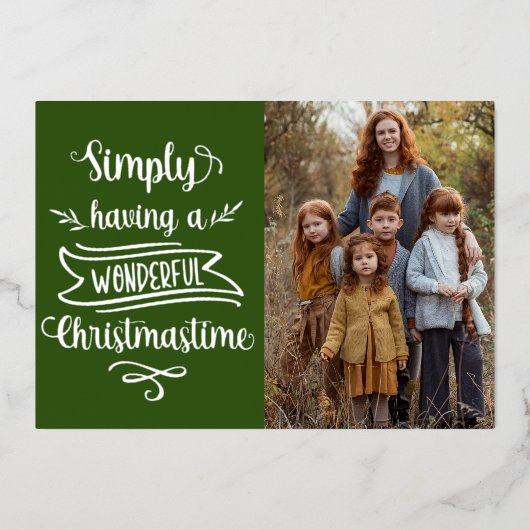 単に素晴らしいクリスマスタイムフォトフォイルを持っている 箔シーズンカード (正面)