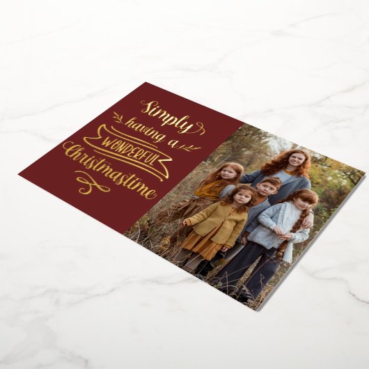 単に素晴らしいChristmastime写真を持っている 箔シーズンカード (回転した状態)