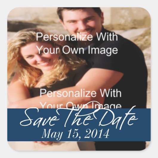 単に素晴らし深い海軍の日付シールを保存 スクエアシール (正面)