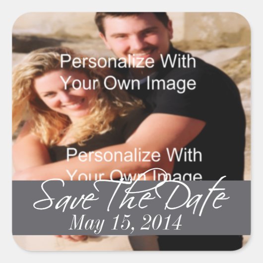 単に素晴らしSmokey Gray日付シールを保存 スクエアシール (正面)