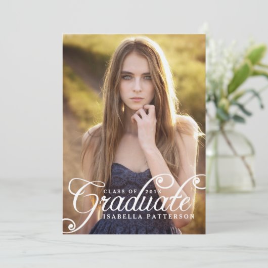 単に美しい写真の卒業のパーティの招待状 招待状 (スタンド正面)