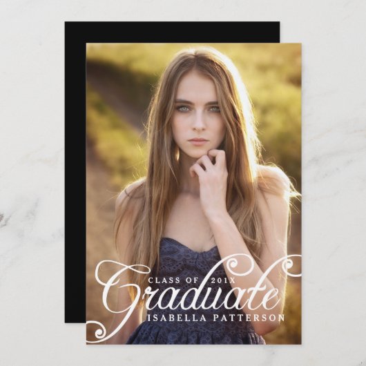 単に美しい写真の卒業のパーティの招待状 招待状 (正面/裏面)